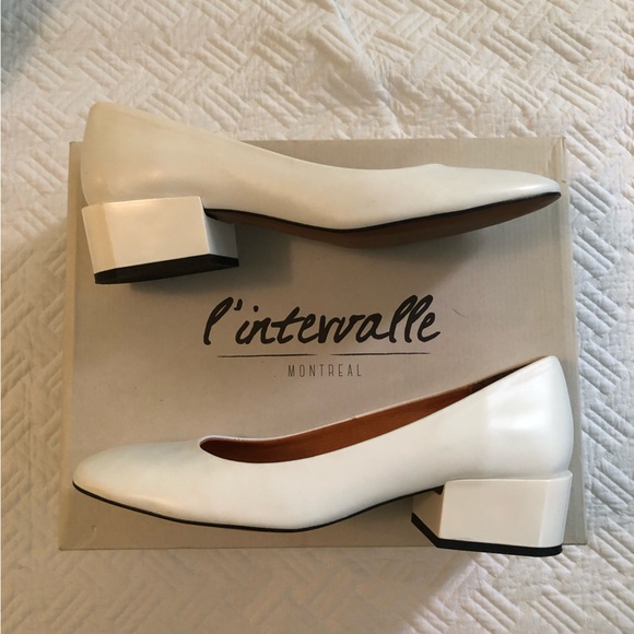 L’INTERVALLE white leather kitten heels 9 - Picture 3 of 8